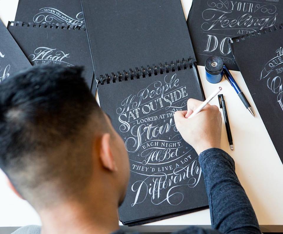 Mark doing the lettering